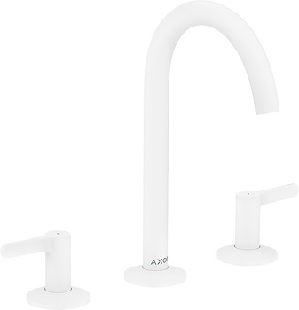 AX One 3-otworowa bateria umywalkowa 170 z kompletem odpływowym Push-Open, Biały Matowy