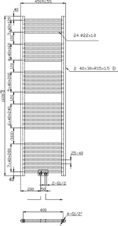 RITTO bateria bidetowa stojąca, korek automatyczny z tworzywa, chrom