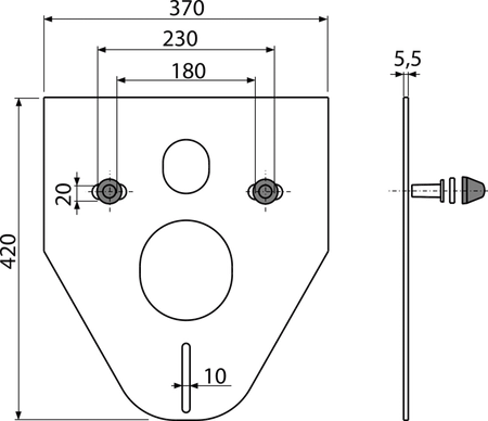 Podkładka pod muszlę wiszącą i bidet z dodatkami (chrom)