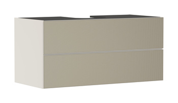 HG Xevolos E Szafka pod szlifowaną umywalkę wpuszczaną w blat /nablatowąz 2 szufladami 1180/550, Piaskowy Beż Matowy, Kolor frontu: Brąz Strukturalny