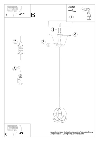 Lampa wisząca TULOS 1 czarna