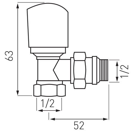 Zawór termostatyczny kątowy 1-2" x 1-2"