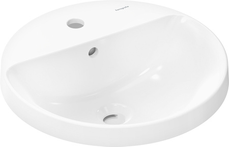 HG Xuniva S Umywalka wpuszczana w blat 450/450 z otworem na baterię, z przelewem, Biały