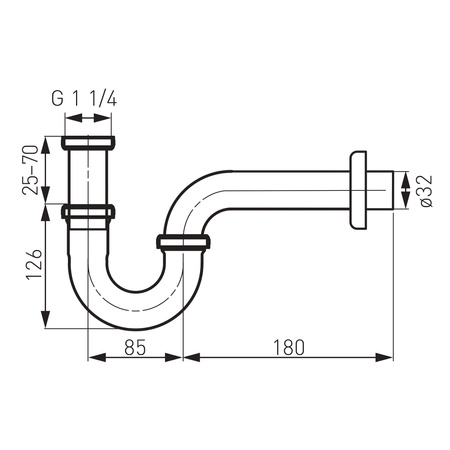 Syfon rurowy 5/4", chrom