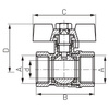 Zawór kulowy GW-GW z motylkiem 1-2" Standard