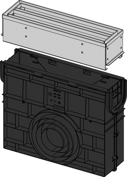 Odwodnienie zewnętrzne szczelinowe studzienka z rewizją do rusztu symetrycznego 100 mm, stal nierdzewna