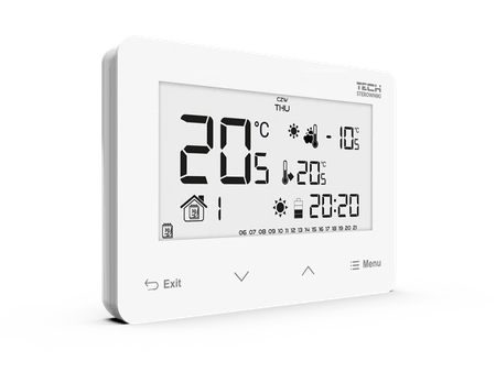 Bezprzewodowy regulator pokojowy dwustanowy (panel przedni ze szkła) ST-293 v2 biały