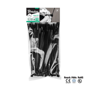 Taśma kablowa rozpinana 7,6 x 250mm UV BLACK