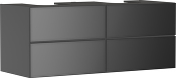HG Xevolos E Szafka pod 2 szlifowane umywalki wpuszczane w blat/nablatowe z 4 szufladami 1370/550, Szary Łupek Mat. Kolor frontu: Szary Łupek Metal.