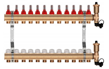 Rozdzielacz mosiężny do ogrzewania podłogowego podłogówki 12 sekcji