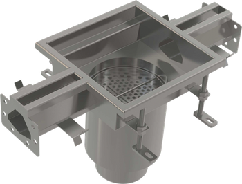 Przemysłowy odpływ punktowy z wpustem szczelinowym 250×250, stal nierdzewna AISI 316L