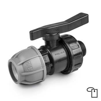 PN10 Zawór do rur PE 25mm / GZ3/4" - metka