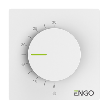 Przewodowy, natynkowy regulator temperatury z pokrętłem, 230V, biały