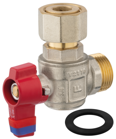 "Kurek kulowy kątowy z półśrubunkiem, nakrętno-wkrętny, z motylkiem, 3/4"""