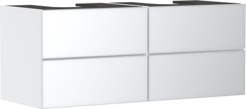 HG Xevolos E Szafka pod 2 szlifowane umywalki wpuszczane w blat/nablatowe z 4 szufladami 1370/550, Biały Matowy, Kolor frontu: Biały Metaliczny