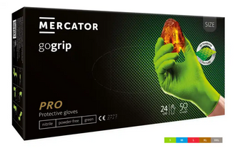 MERCATOR GOGRIP GREEN Mocne grube rękawiczki nitrylowe M zielone 50 sztuk