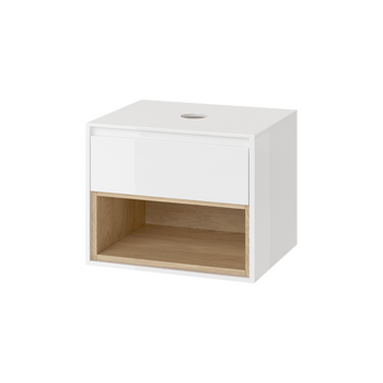 EXCELLENT Tuto szafka wisząca 60 cm podumywalkowa z blatem, biały połysk/dąb biały/dąb MLEX.0102.600.WHBL