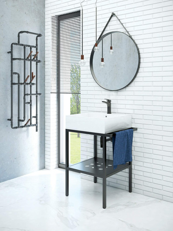 Konsola łazienkowa stojąca z umywalką - 56.5x50 cm nero biały CDTS6U5S
