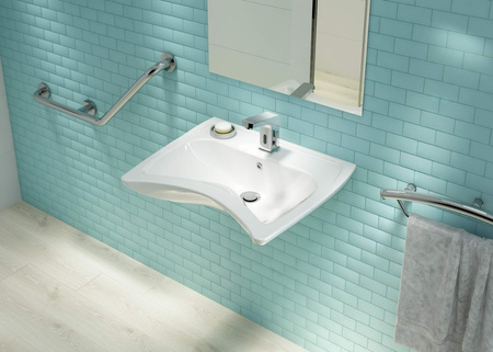 Umywalka ceramiczna ścienna z miejscem na baterię - dla osób z ograniczeniami ruchowymi biały CDV 6U6W