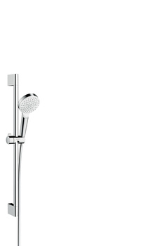 HG Crometta Zestaw prysznicowy 100 1jet EcoSmart z drążkiem 65 cm, Biały/Chrom