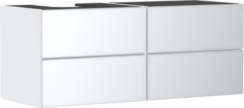 HG Xevolos E Szafka pod szlifowaną umywalkę wpuszczaną w blat/nablatową po lewej str. z 4 szufladami 1370/550, Biały Mat. Kolor frontu: Biały Metal.