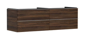 HG Xelu Q Szafka pod umywalkę nablatową z 4 szufladami 1560/550, Ciemny Orzech, Kolor uchwytów: Chrom