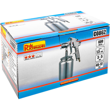 PISTOLET LAKIERNICZY DOLNY ZBIORNIK 0,6 L DYSZA 1,5 MM