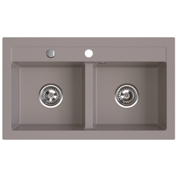 STAMPO zlewozmywak granitowy 2-kom 45/75 cm, taupe