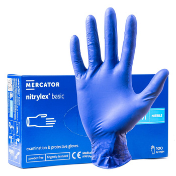 Rękawice nitrylowe niebieskie Mercator Nitrylex Basic rozmiar M 100 szt. dark blue