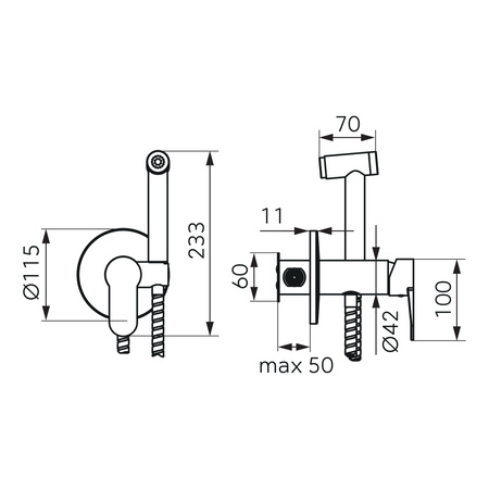 NOSTRIS bateria podtynkowa bidetowa, z zestawem, chrom