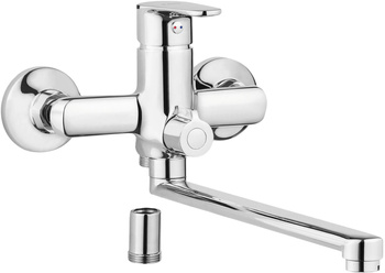 Bateria umywalkowo-wannowa ścienna z wydłużoną wylewką - podłączenie na wąż chrom BGC 056M