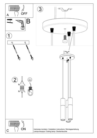 Lampa wisząca PABLO 3P czarna