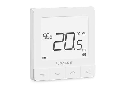 Salus bezprzewodowy, natynkowy regulator temperatury SQ610RF Quantum, akumulatorowy, biały