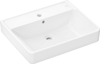 HG Xanuia Q Umywalka wisząca 600/480 z otworem na baterię, z przelewem, SmartClean, Biały