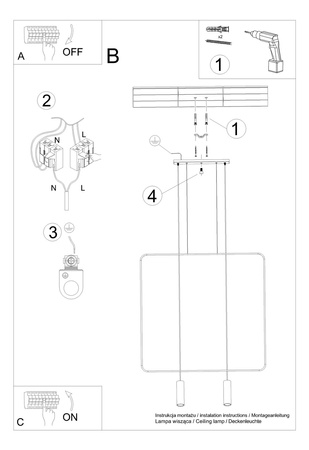 Lampa wisząca RANA 2 czarna