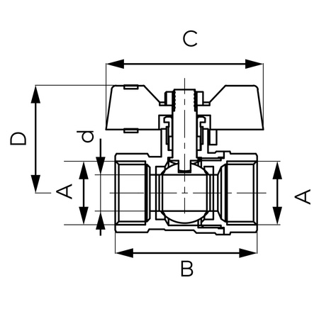 Zawór kulowy GW-GW z motylkiem, 3-4", F-Comfort