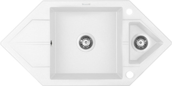 Zlewozmywak granitowy 1.5-komorowy z ociekaczem - Space-Saver alabaster stal ZQP A653