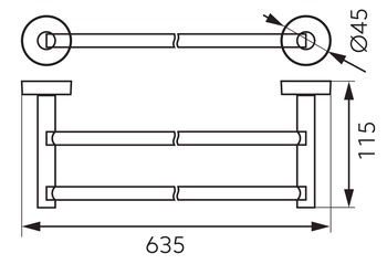 MEPHISTO wieszak na ręcznik podwójny, 60cm, chrom