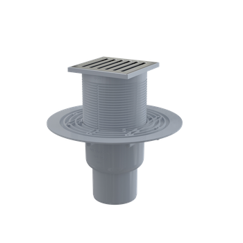 Kratka ściekowa 105×105/50/75 mm odpływ pionowy, kratka nierdzewna, syfon mokry