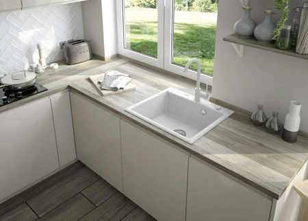 Zlewozmywak granitowy 1-komorowy alabaster stal ZQN A103