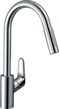 HG Focus M41 Jednouchwytowa bateria kuchenna 240, wyciągana wylewka, 2jet, Chrom