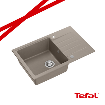 PETER 111 GraniteQ zlewozmywak granitowy soft taupe 1-komorowy z/o (78x50x20) z syfonem i zaślepką + PATELNIA TEFAL NALESNIKI