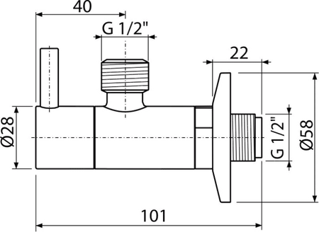 Zawór kątowy z filtrem 1/2"×1/2", okrągły, biały