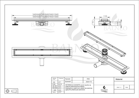 360 Drain 2w1 Odpływ liniowy 120 cm z obrotowym syfonem dwustronny chrom