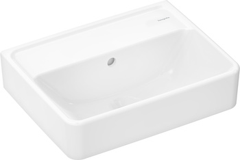 HG Xanuia Q Mała umywalka wisząca 450/340 bez otworu na baterię, z przelewem, SmartClean, Biały