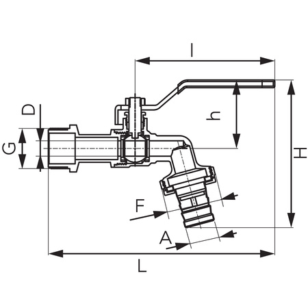 Zawór kulowy czerpalny z metalową złączką, 1-2", F-Comfort