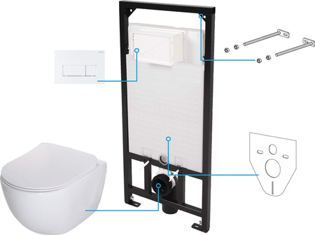 Zestaw WC podtynkowy 6 w 1 biały bianco CDEA6ZPW