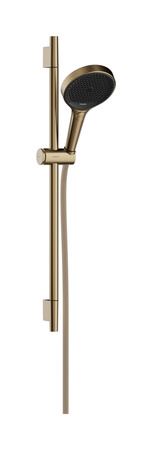 HG Rainfinity Zestaw prysznicowy 130 3jet z drążkiem S Puro 65 cm PushSlider i tekstylnym wężem Designflex 160 cm, Brąz Szczotkowany