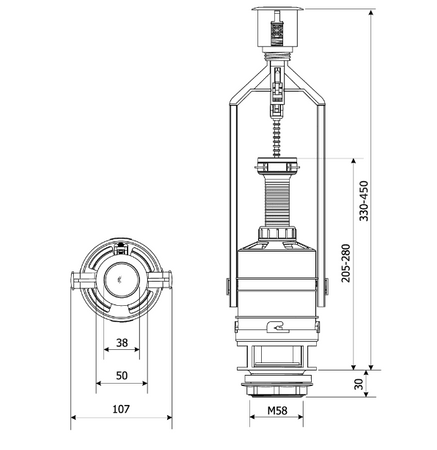 Zawór spustowy spłuczki 6L KK-POL START-STOP