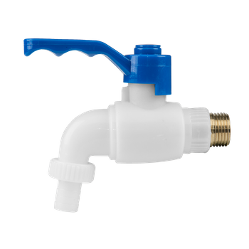 Kran plastikowy z wejściem stalowym GZ 1/2", z wyjście na wąż 1/2"